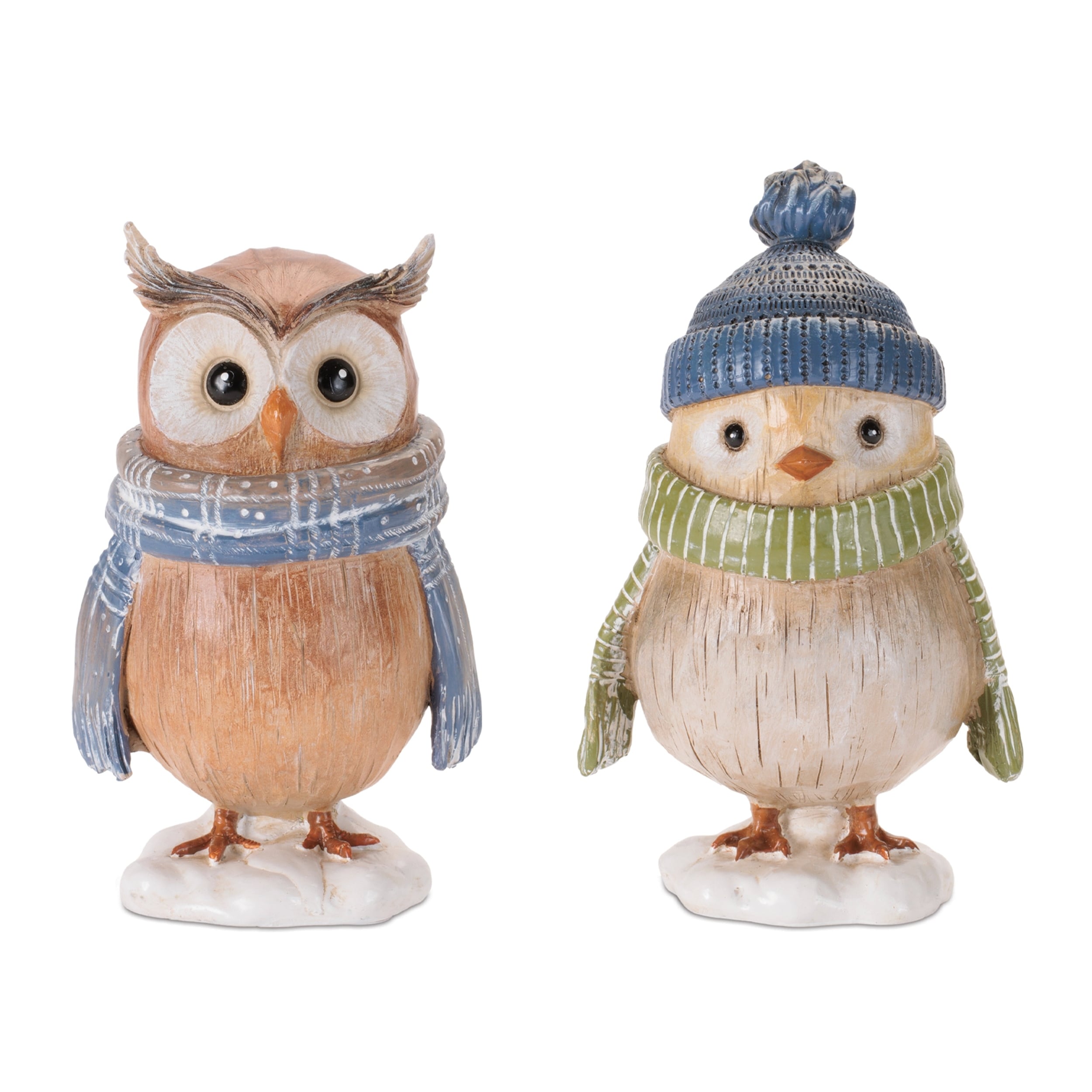 Winter Owl And Bird Figurines Set Of 6