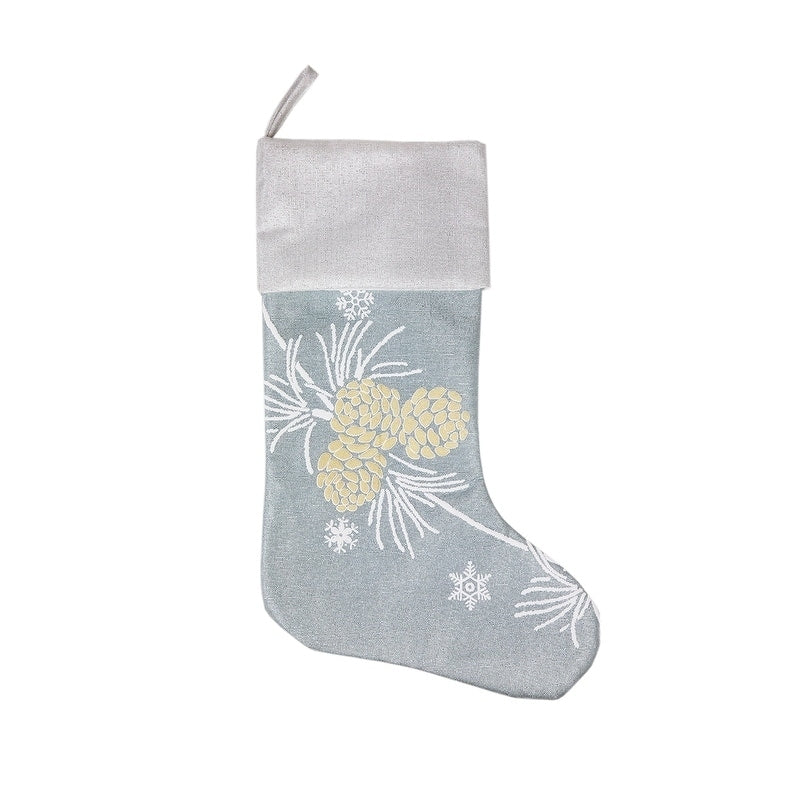 Winter Pine Cone Christmas Stocking 20 Inch
