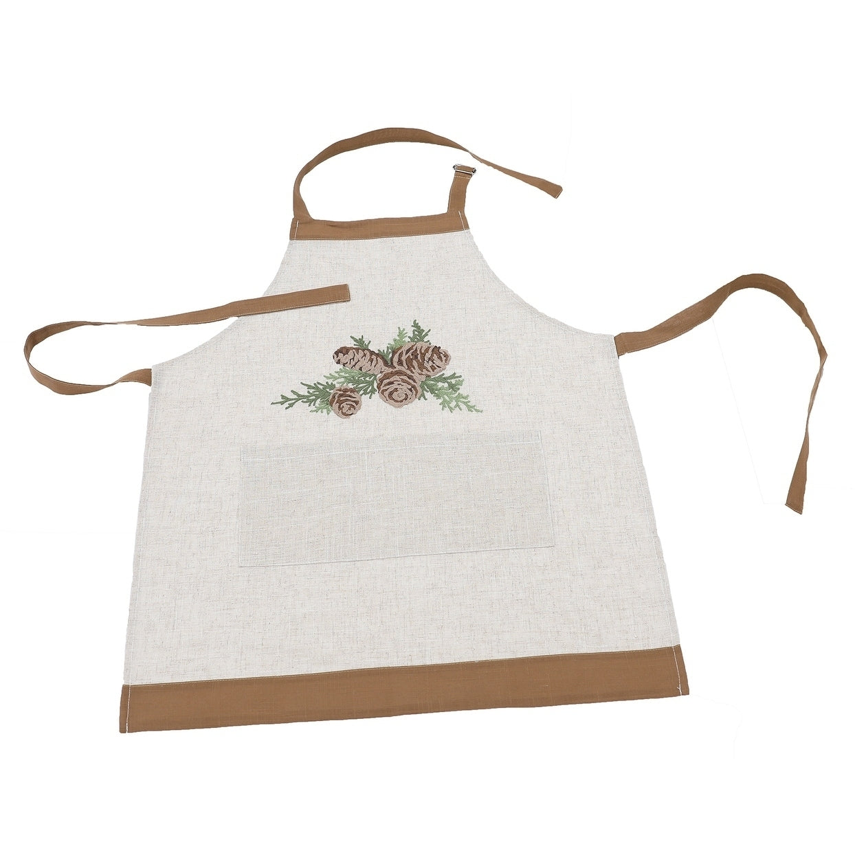 Winter Pine Cones Branches Crewel Embroidered Apron Adults Size 30 By 26 Inch