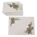 Winter Pine Cones Branches Crewel Embroidered Placemats 14 By 20 Inch Set Of 4