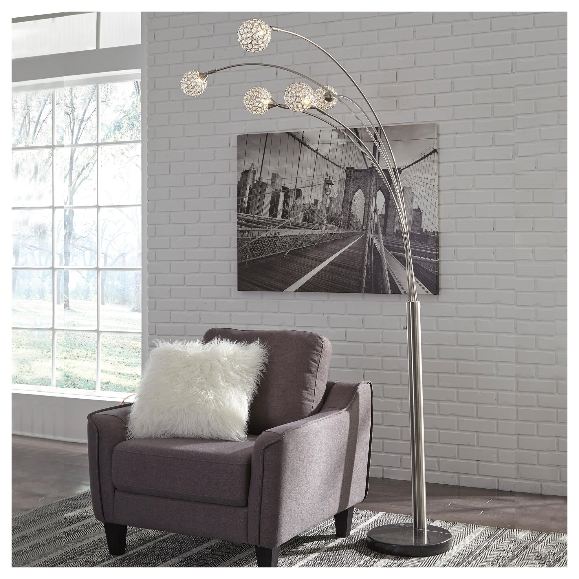 Winter Silver Finish 95 Inch Arc Floor Lamp