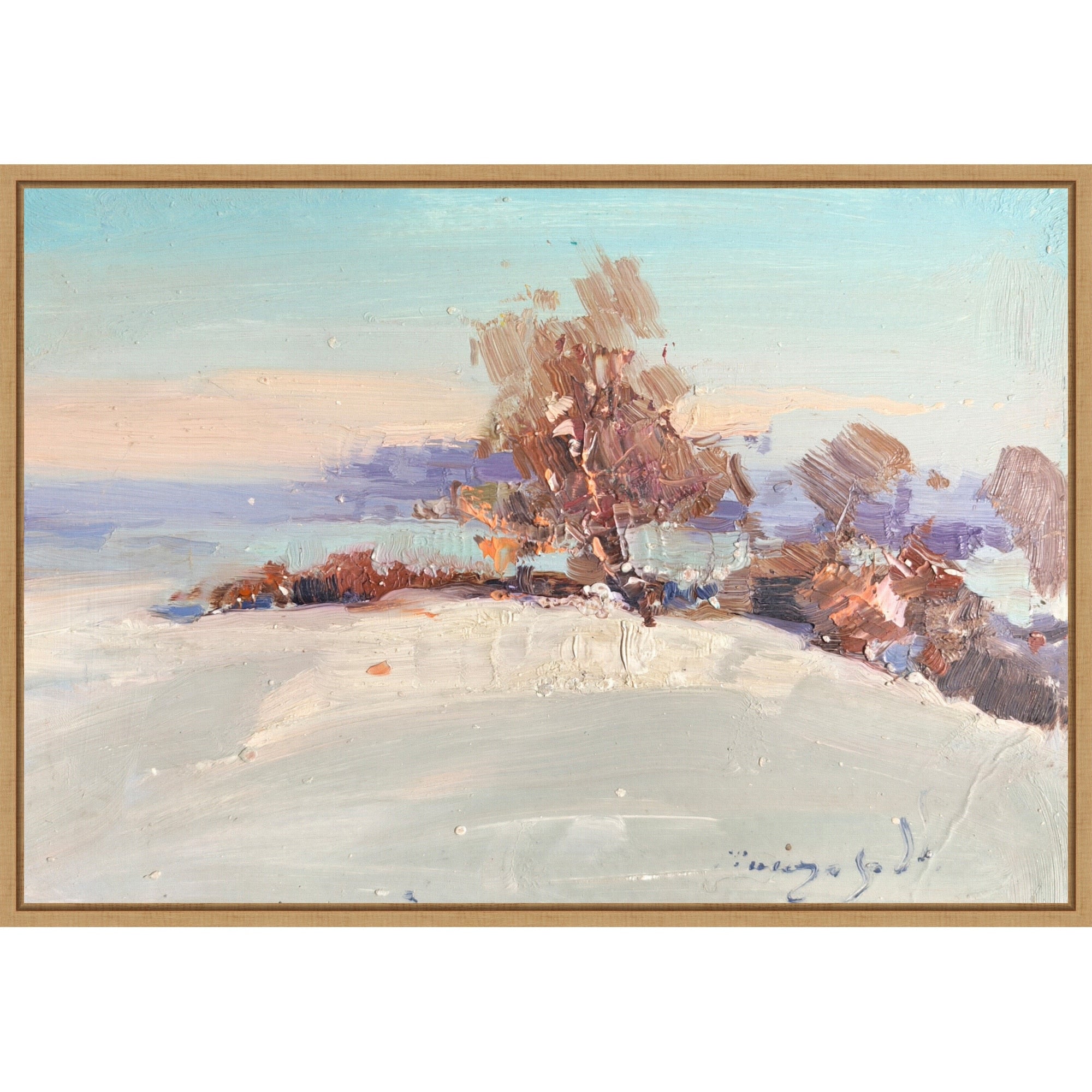 Winter In The Field By Alexander Shandor Framed Canvas Wall Art