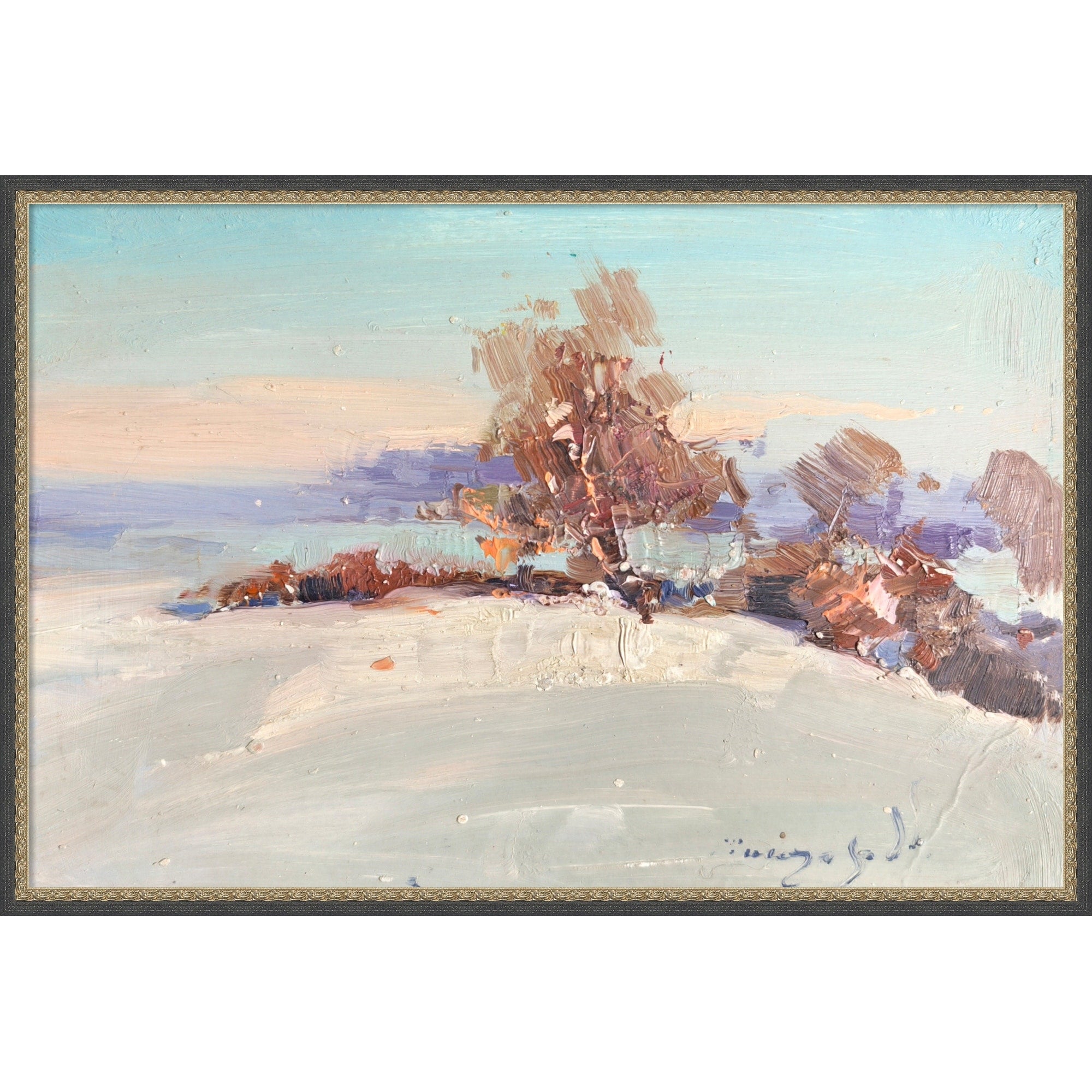 Winter In The Field By Alexander Shandor Framed Mounted Canvas Wall Art Print