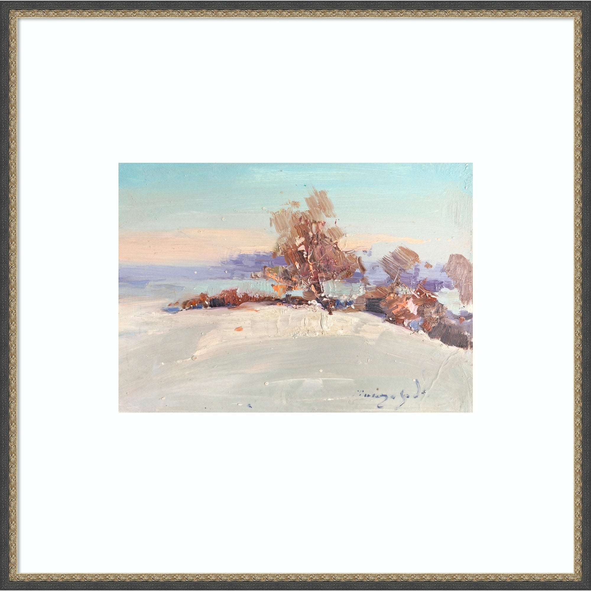 Winter In The Field By Alexander Shandor Wood Framed Wall Art Print