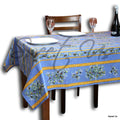 French Provencal Acrylic Coated Cotton Rectangular Tablecloth Round Yellow Sunflower Salmon Peach Poppy Off White Roses
