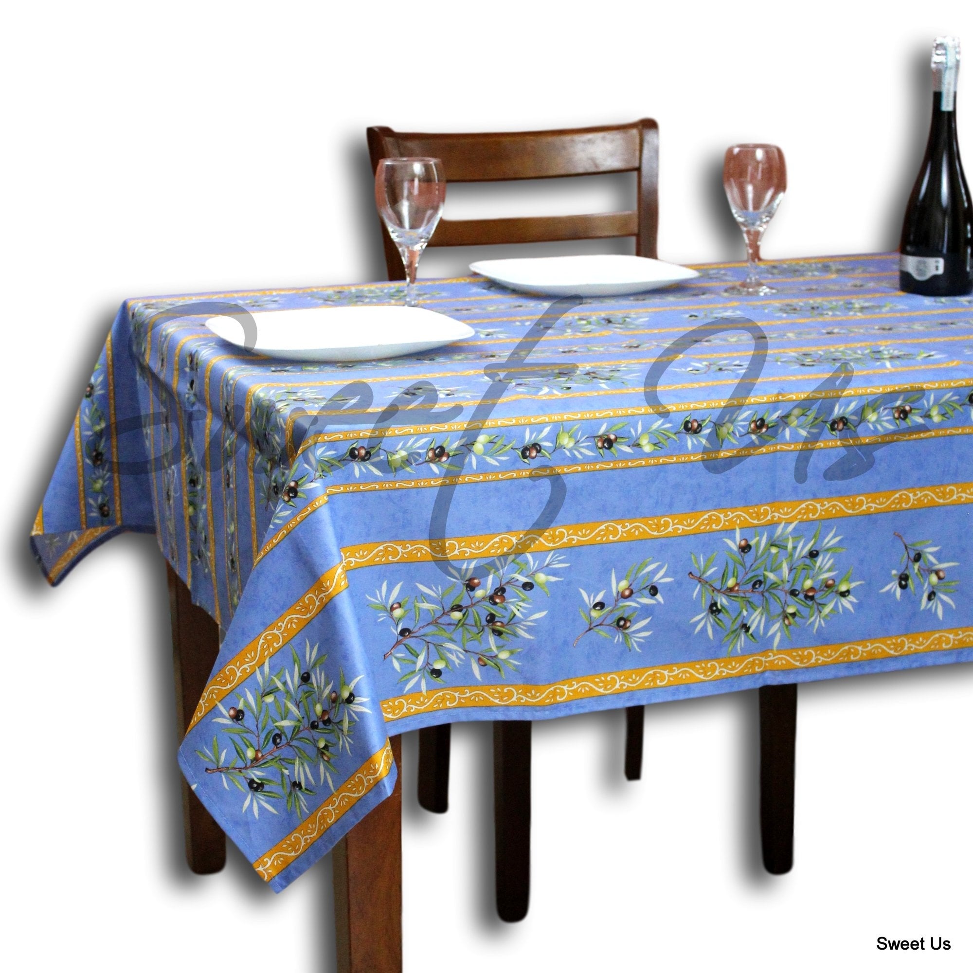 French Provencal Acrylic Coated Cotton Rectangular Tablecloth Round Yellow Sunflower Salmon Peach Poppy Off White Roses