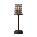 Wire Glass Dakota 1 Light Dark Bronze Table Lamp Tall Grid Wire Cage W Clear Bubbles Cylinder W Flat Rim Shade
