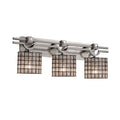 Wire Glass Argyle 3 Light Brushed Nickel Bath Bar Grid With Clear Bubbles Oval Shade