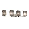 Wire Glass Era 4 Light Brushed Nickel Bath Bar Grid With Clear Bubbles Square W Flat Rim Shade
