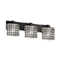 Wire Glass Modular 3 Light Matte Black Bath Bar Grid With Clear Bubbles Oval Shade