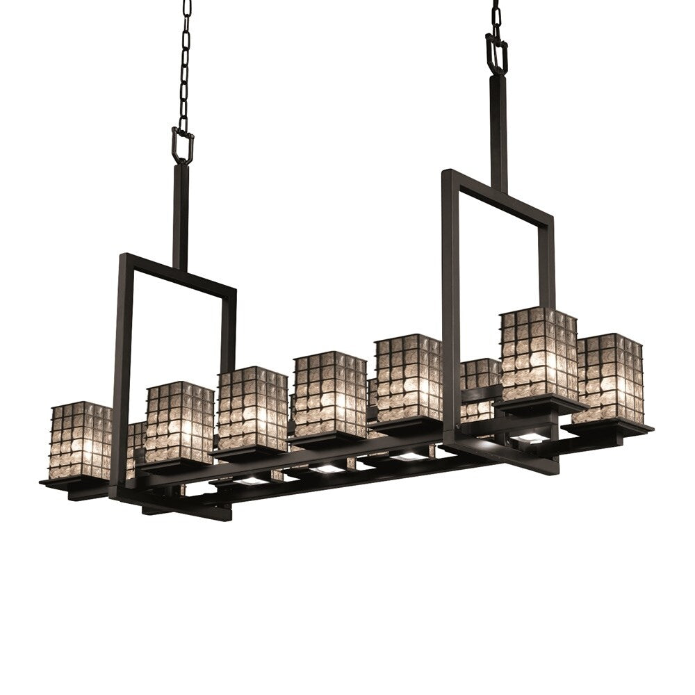 Wire Glass Montana Matte Black Bridge Chandelier Tall Grid With Clear Bubbles Shade
