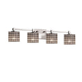 Wire Glass Tetra 4 Light Brushed Nickel Bath Bar Grid With Clear Bubbles Oval Shade