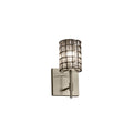 Wire Glass Union 1 Light Brushed Nickel Wall Sconce Short Grid With Clear Bubbles Cylinder W Flat Rim Shade