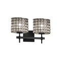 Wire Glass Union 2 Light Matte Black Bath Bar Grid With Clear Bubbles Oval Shade
