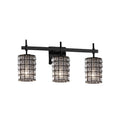 Wire Glass Union 3 Light Matte Black Bath Bar Grid With Clear Bubbles Cylinder W Flat Rim Shade