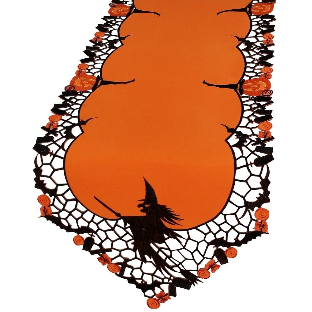 Witch Embroidered Cutwork Halloween Table Runner 15 By 54 Inch