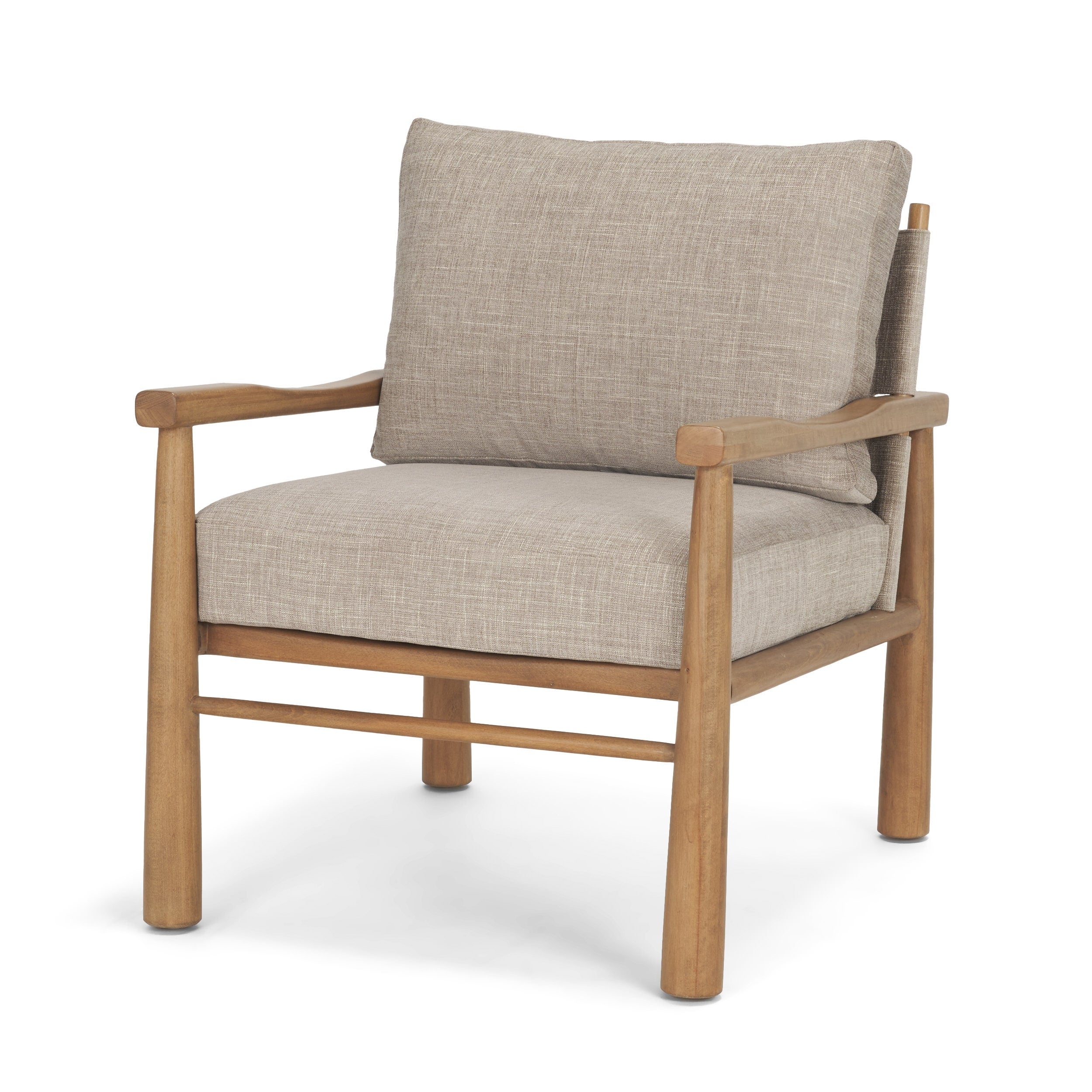 Witton Gray Fabric Beech Wood Slingback Backrest Accent Lounge Chair