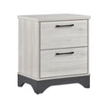 Wly Nightstand 2 Drawers With Wide Black Handles White Oak Gray