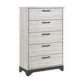 Wly Tall Dresser Chest 5 Drawers With Black Handles White Oak Gray