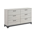 Wly Wide Dresser 6 Drawers With Black Handles White Oak Gray