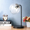 Wolbey Aged Silver Glass Sphere Table Lamp Includes Edison Bulb