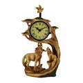 Wolf Family Safari Carved Wood Look Clock Figurine 11.5 X 6 X 2.5 Inches