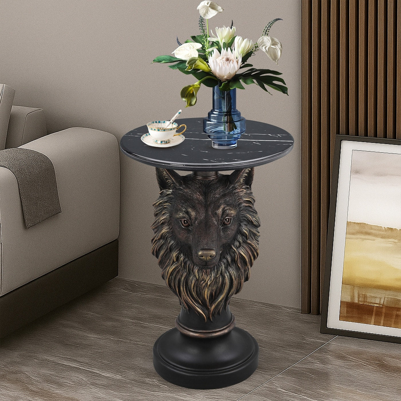 Wolf Head Accent Table Animal Statue End Tables 8 X 10
