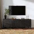 Wolfie Wooden Contemporary Storage Cabinet Or Dining Room Buffet With Sculpted Doors And Metal Legs