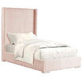 Wolo Full Size Bed Pink Channel Tufted Fur Chenille Upholstery