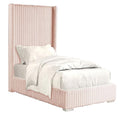 Wolo Twin Size Bed Pink Channel Tufted Fur Chenille Upholstery