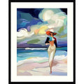 Woman On The Beach By Elena Avanesova Wood Framed Wall Art Print