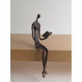 Woman Reading Over Ledge Cast Bronze Sculpture