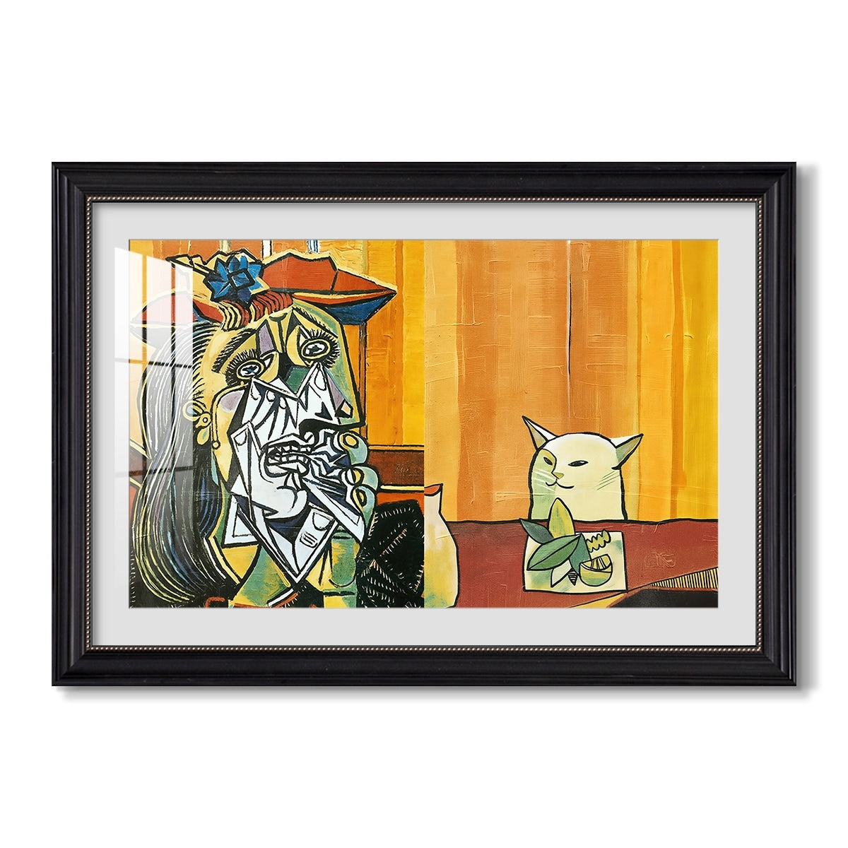 Woman Yelling At A Cat Meme C 2019 Internet Artist Custom Framed Print
