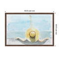 Woman In Hat At Pool Edge By Natalie Bruns Framed Mounted Canvas Wall Art Print