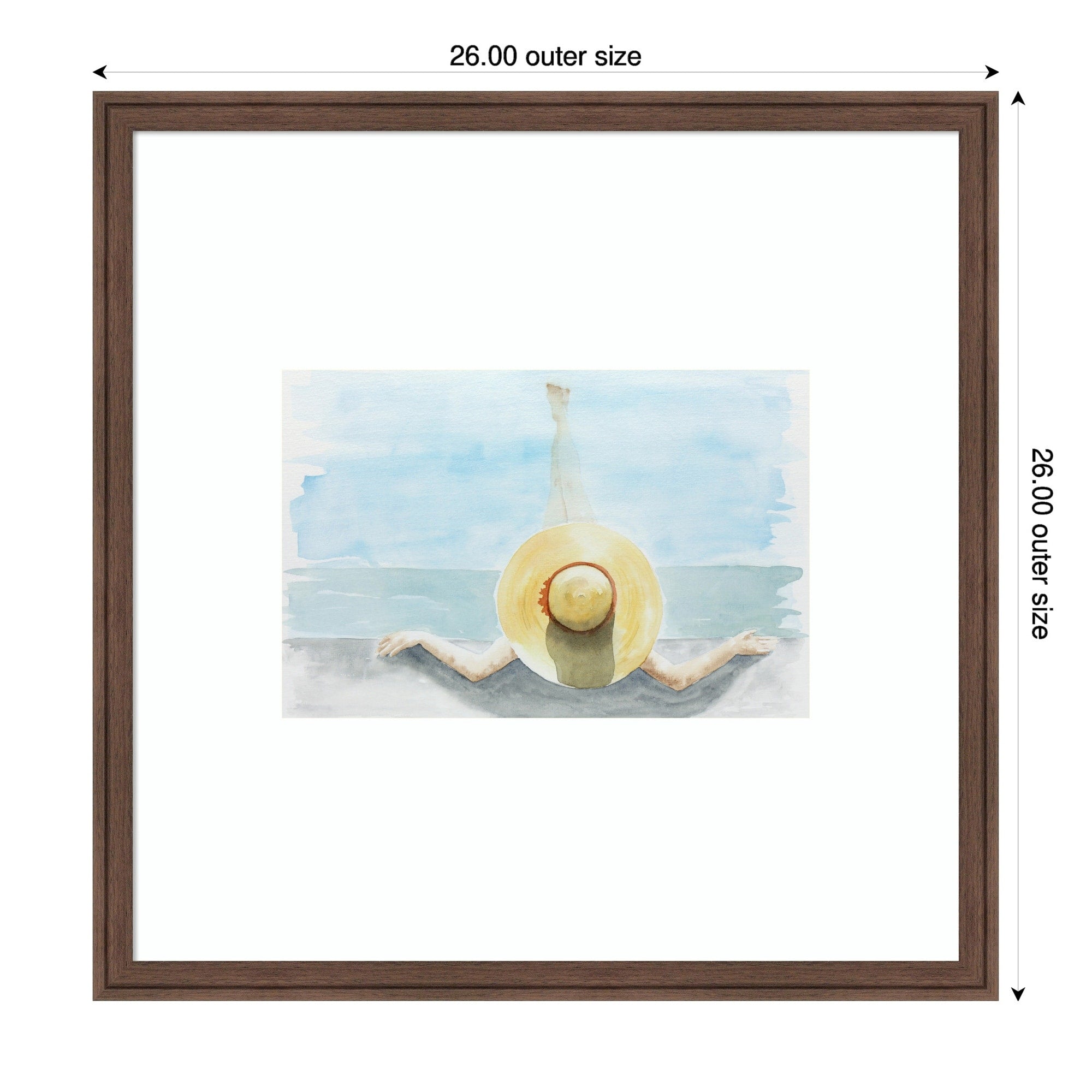 Woman In Hat At Pool Edge By Natalie Bruns Wood Framed Wall Art Print