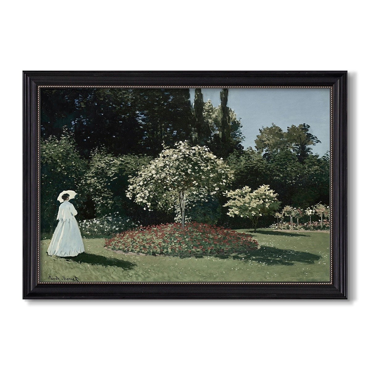 Woman In The Garden Sainte Adresse 1867 Claude Monet Custom Framed Canvas