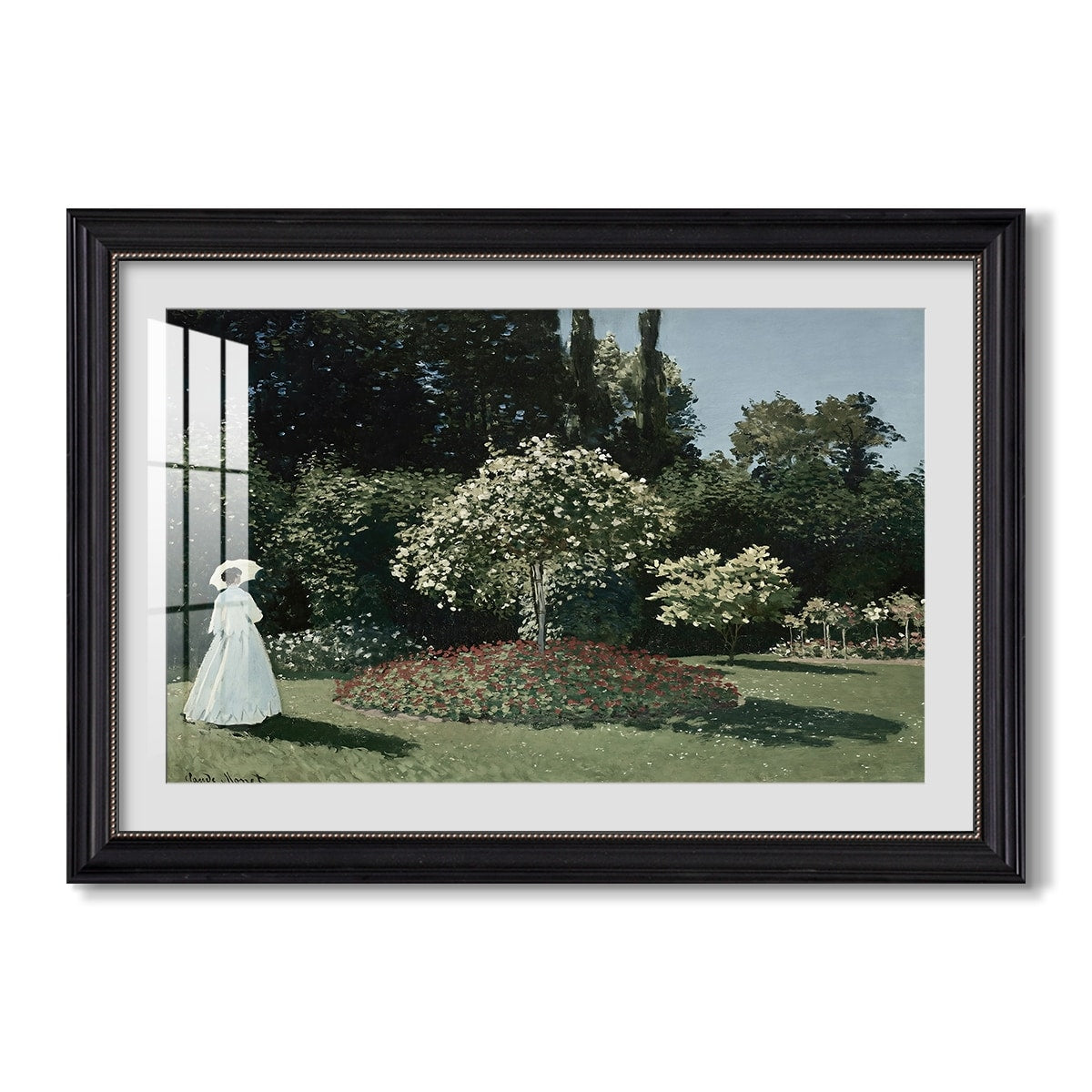 Woman In The Garden Sainte Adresse 1867 Claude Monet Custom Framed Print