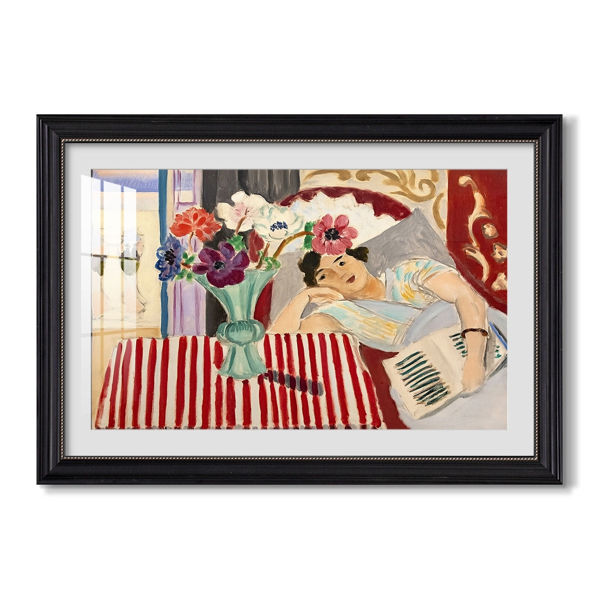 Woman With Anemones C 1920 1921 Henri Matisse Custom Framed Print