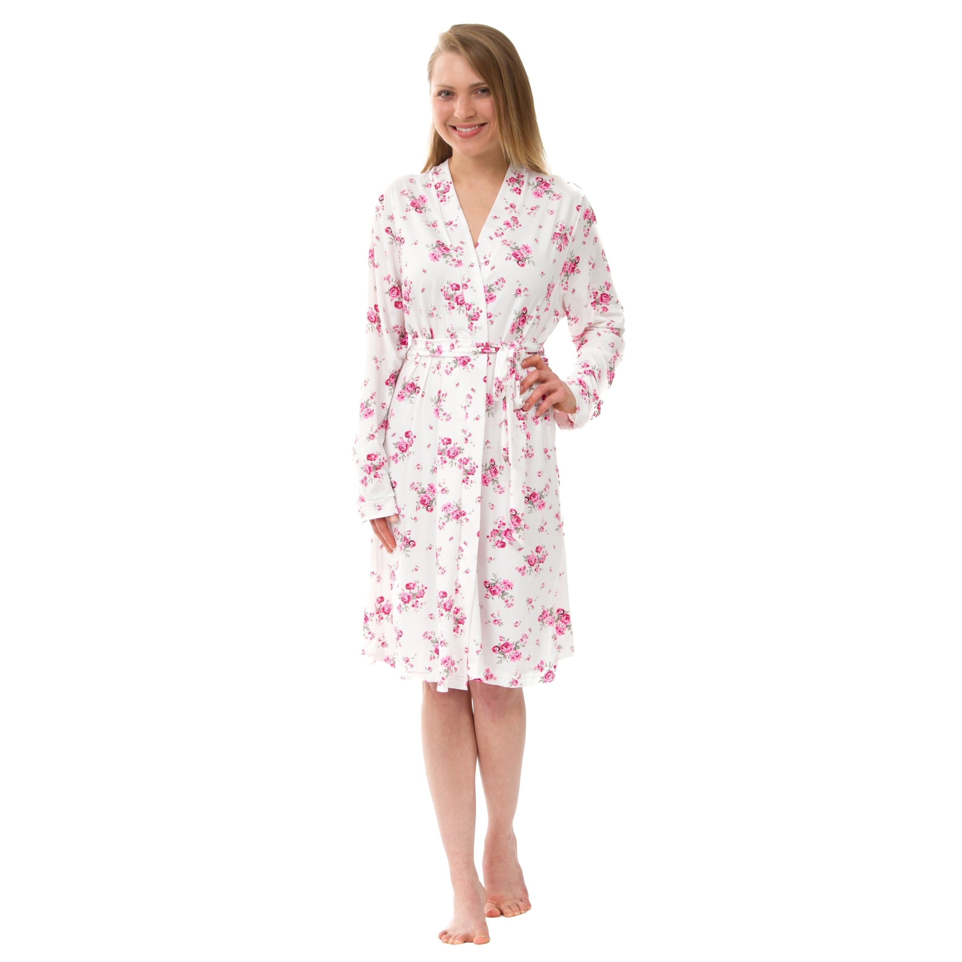 Womens Knit Robe Knit Floral Robe
