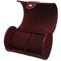 Womens Red Leatherette Cylinder Two Piece Watch Travel Case