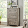 Wood 5 Drawers Dresser Rustic Chest Of Drawers For Bedroom