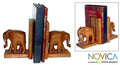Handmade Wood African Elephants Bookends Ghana N A