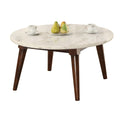 Wood Base Coffee Table With Marble Top Walnut Brown