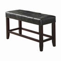 Wood Based High Bench With Tufted Seat Black And Brown