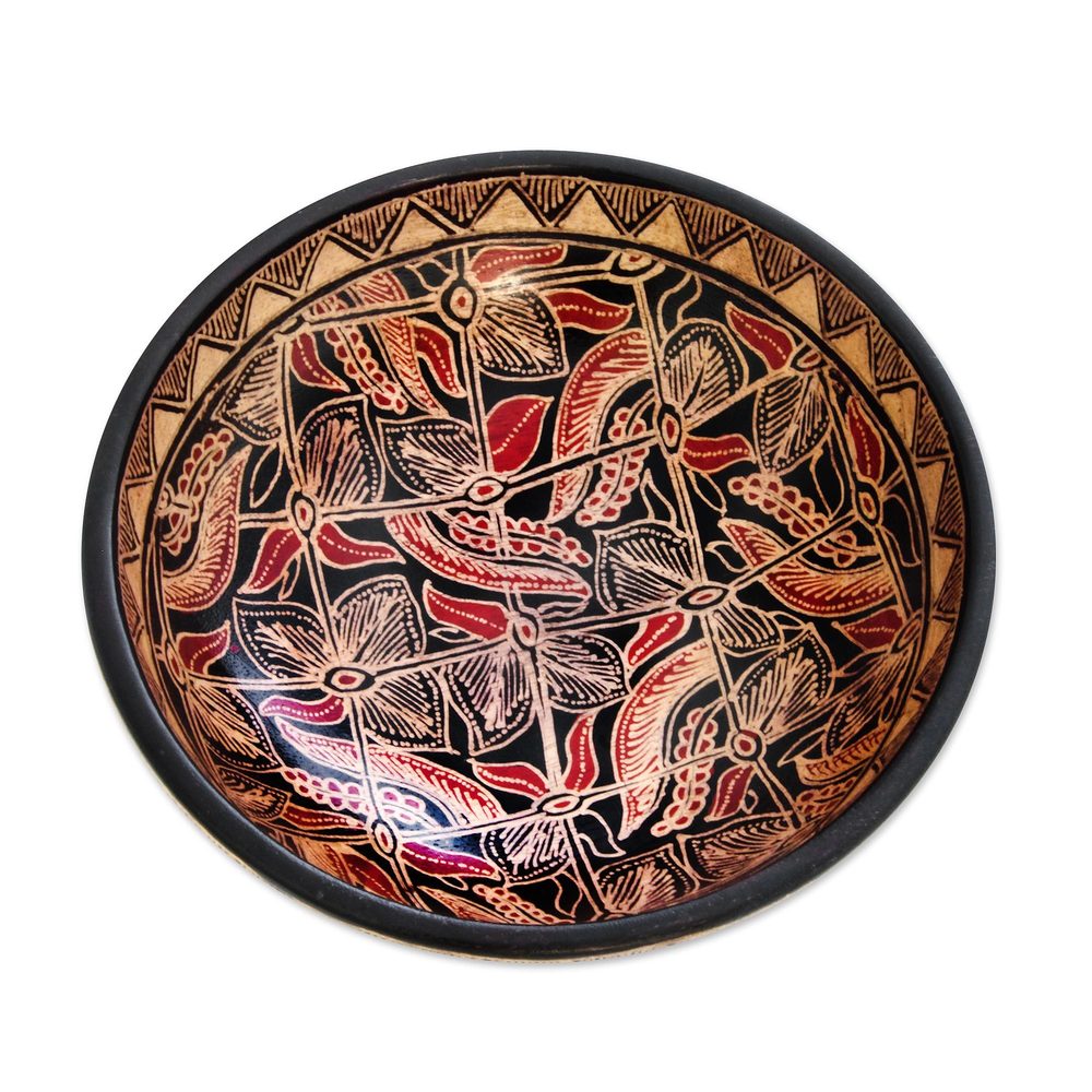 Handmade Wood Batik Centerpiece Jasmine Bud Indonesia