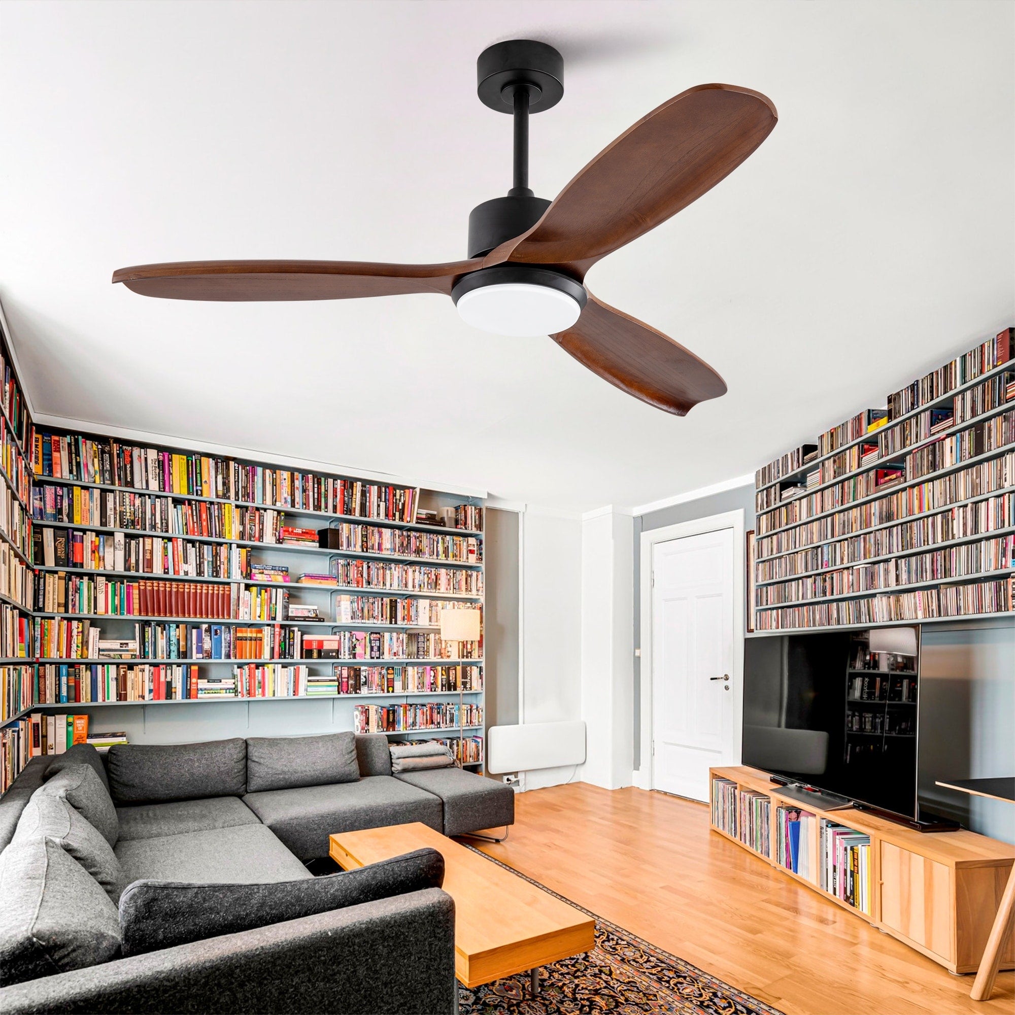 Wood Ceiling Fan With Dimmable Led Lights Remote