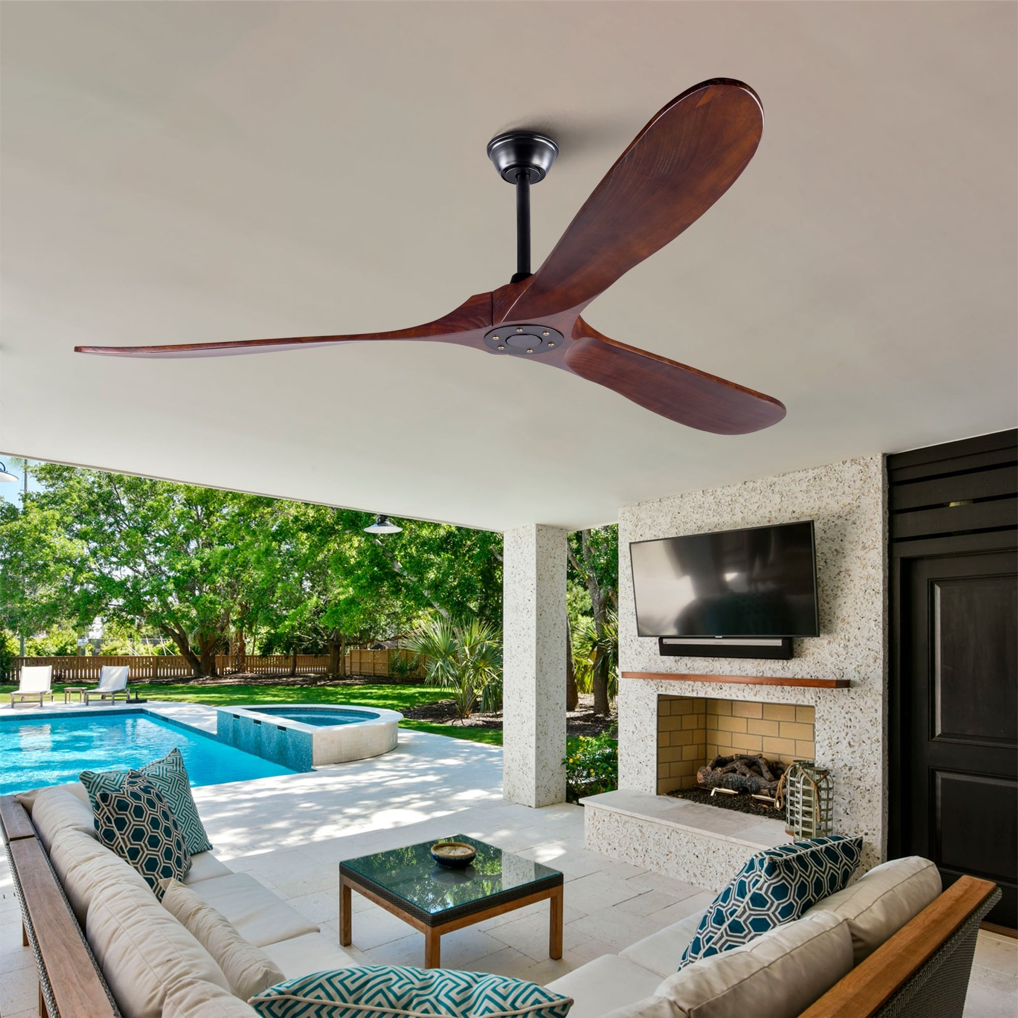 Wood Ceiling Fan With Remote Control Without Light