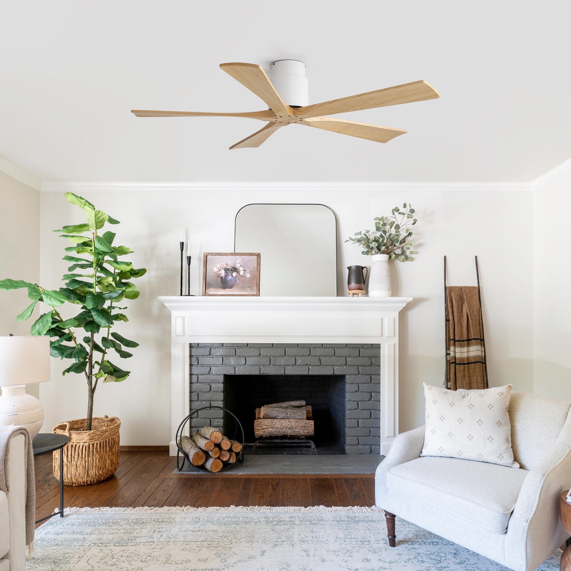 Wood Ceiling Fan Without Light For Living Room Bedroom