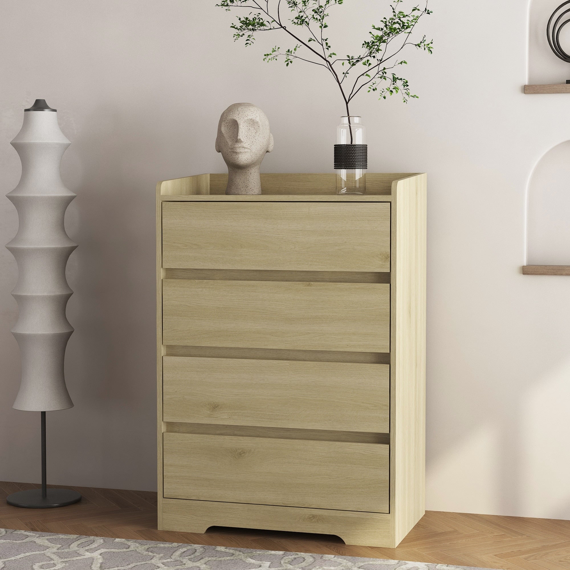 Wood Chest Of Drawers 4 Drawer Dresser Hallway Cabinet For Living Room Bedroom Side Cabinet File Cabinet