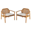 Wood Club Chairs Set Of 2 Armchairs With Cushions Lounge Chair Reading Chair Accent Chair With Slatted Back